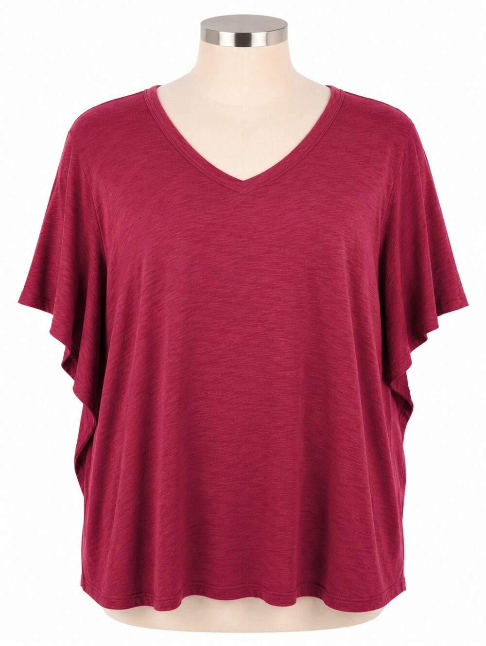 NWT Old Navy EveryWear Slub Knit V-Neck Tee Shirt Women's Plus Size 4X Burgundy